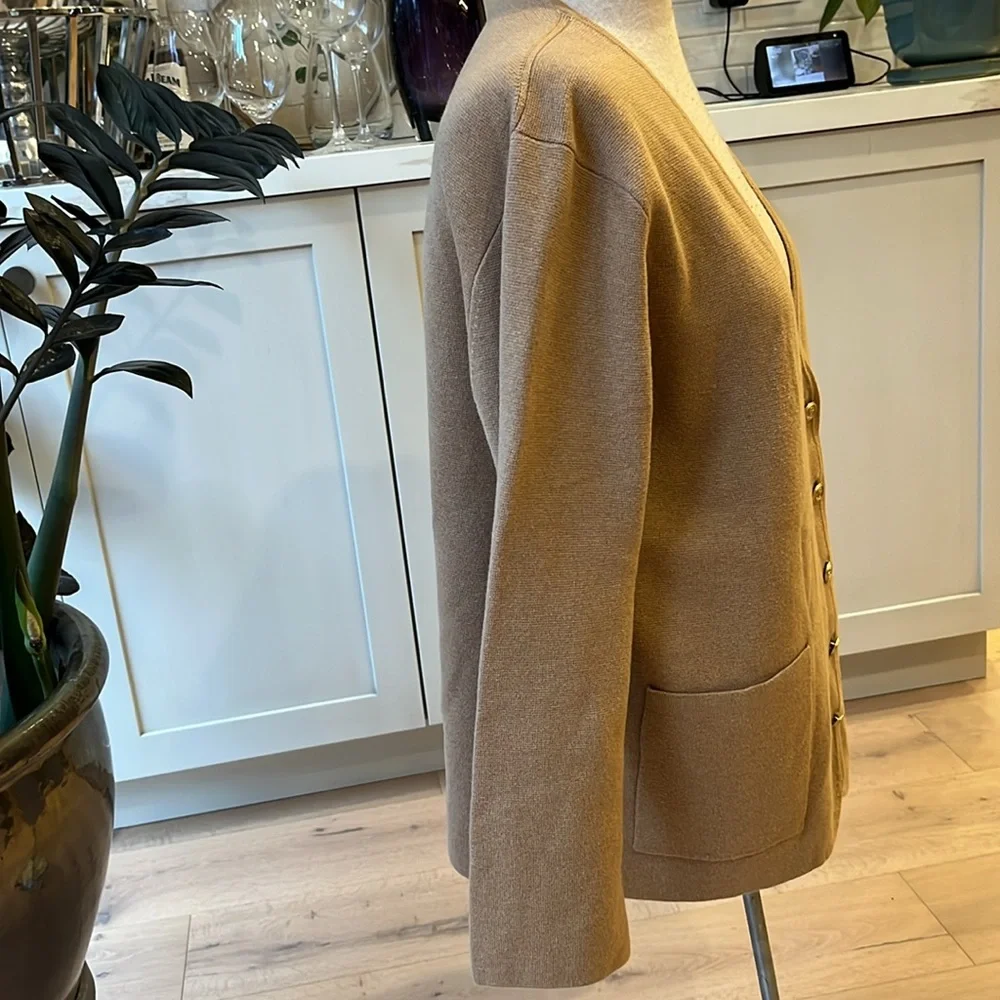 J. Crew Camel Wool Blend Cardigan with Gold Buttons - Picture 8 of 12